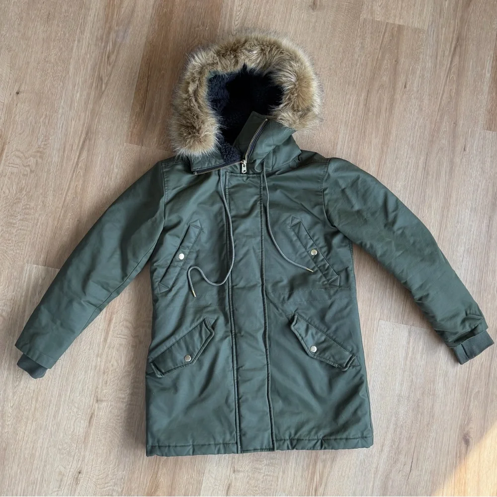 J.Crew Olive Green Perfect Winter Parka with Faux Fur Hood - Picture 4 of 9